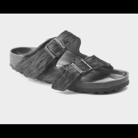rick owens birkenstock fur